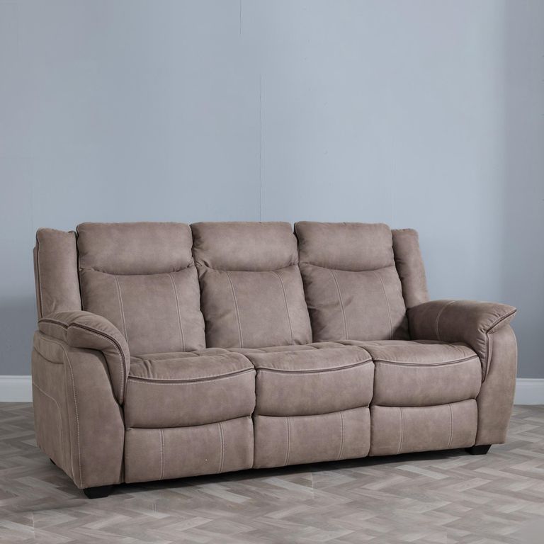Seville Brown Fabric 3 Seater Sofa