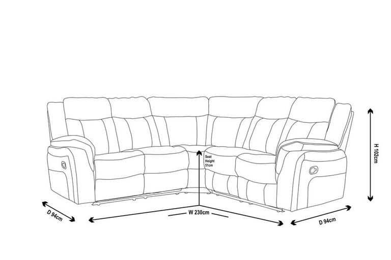 Seville Brown Fabric Recliner Corner Sofa