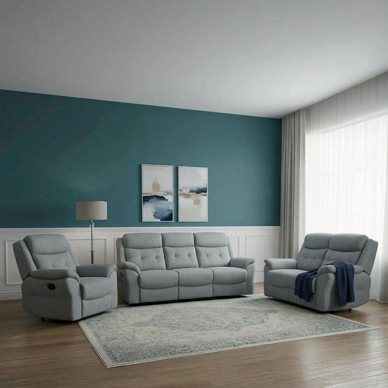 Shelby Grey Fabric 3+2+1 Seater Recliner Sofa Set