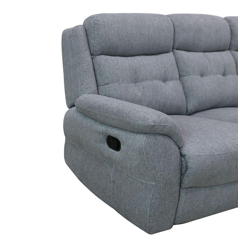 Shelby Grey Fabric 3 Seater Recliner Sofa