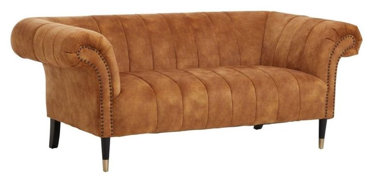 Siena Sofa - 2 Seater - Chesterfield - Brown Velvet Fabric