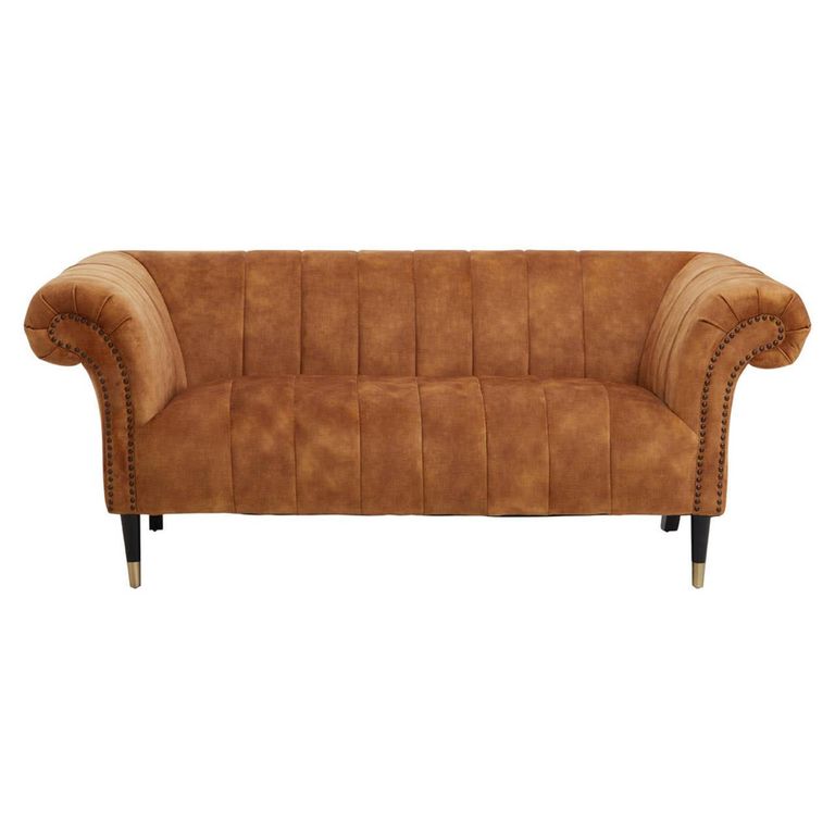 Siena Sofa - 2 Seater - Chesterfield - Brown Velvet Fabric