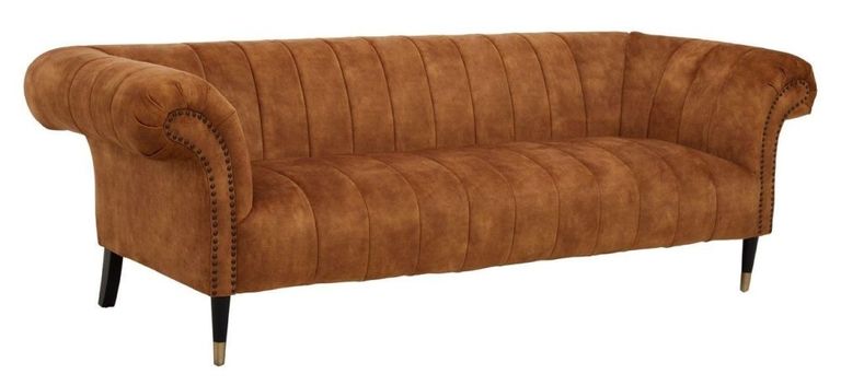Siena Sofa - 3 Seater - Chesterfield - Brown Velvet Fabric