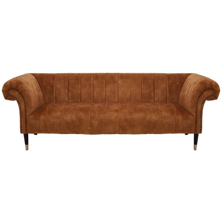 Siena Sofa - 3 Seater - Chesterfield - Brown Velvet Fabric