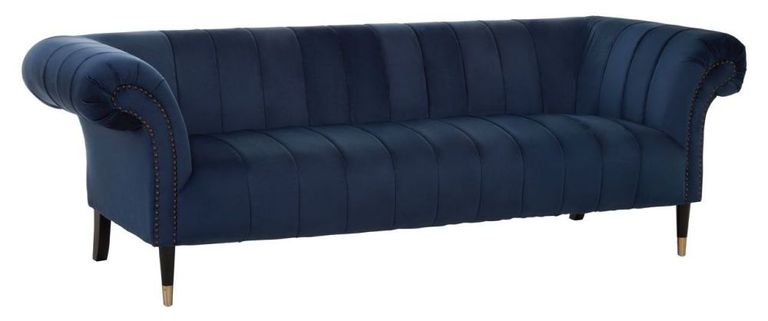 Siena Sofa - 3 Seater - Chesterfield - Midnight Blue Velvet Fabric