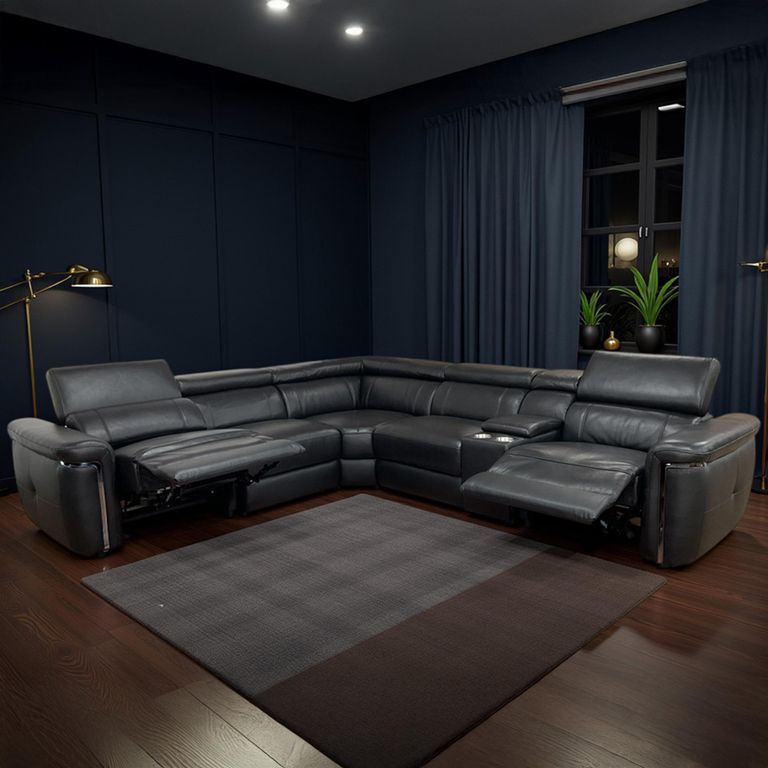 Somerville Electric Recliner Corner Sofa - Black Leather