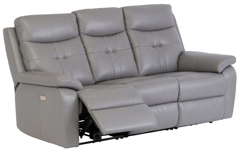 Sophia Grey Leather 3 Seater Electric Recliner Sofa