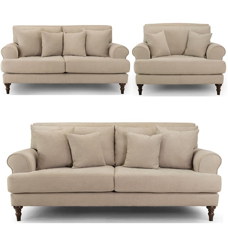Summer Sofa Set - Beige Fabric - 3+2+1 Seater
