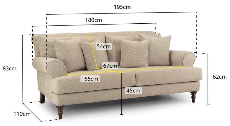 Summer Sofa - Beige Fabric - 3 Seater