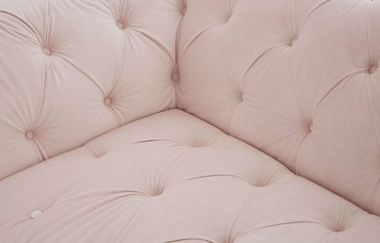 Suri Sofa - 3 Seater - Chesterfield - Pink Velvet Fabric - Studded