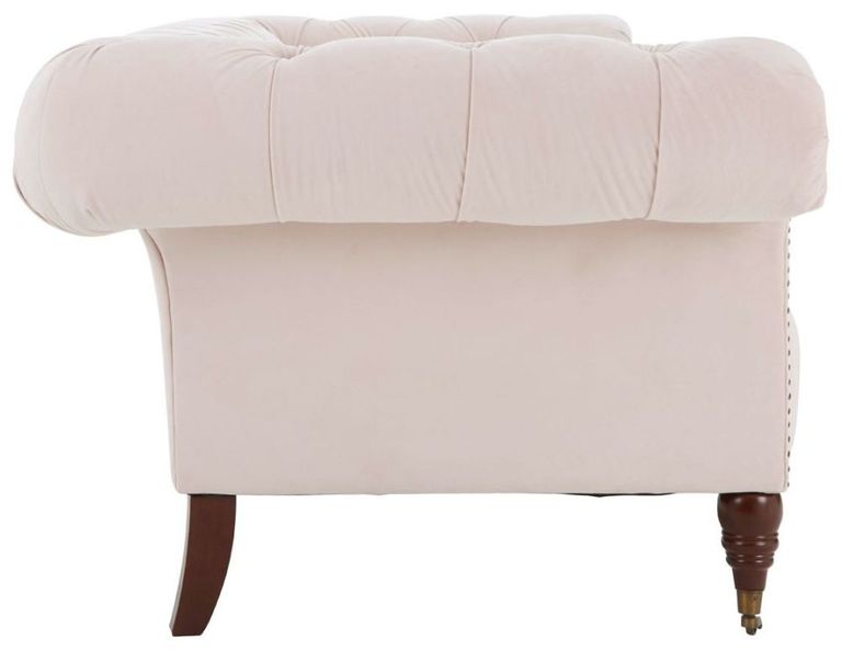 Suri Sofa - 3 Seater - Chesterfield - Pink Velvet Fabric - Studded