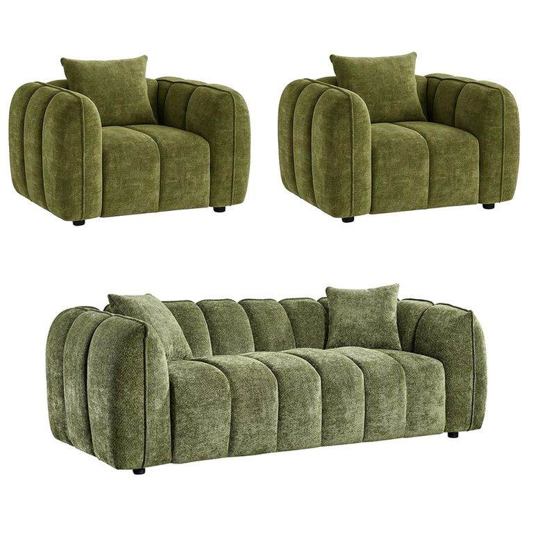 Venice Sofa Set - Green Fabric - 3+1+1 Seater