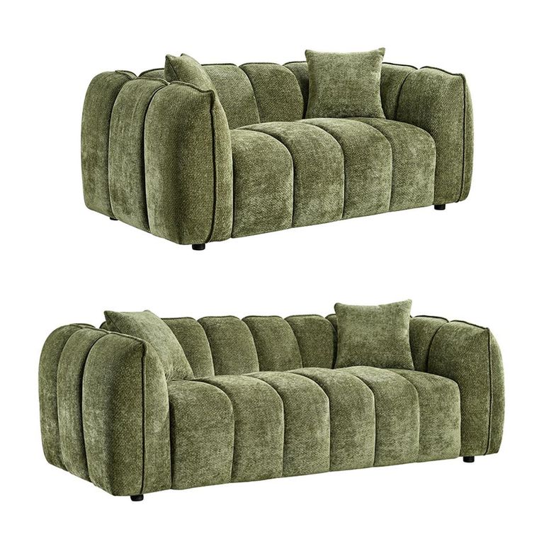 Venice Sofa Set - Green Fabric - 3+2 Seater