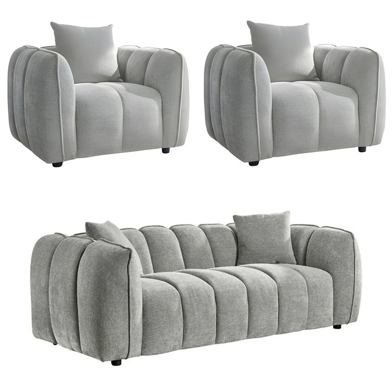 Venice Sofa Set - Grey Fabric - 3+1+1 Seater
