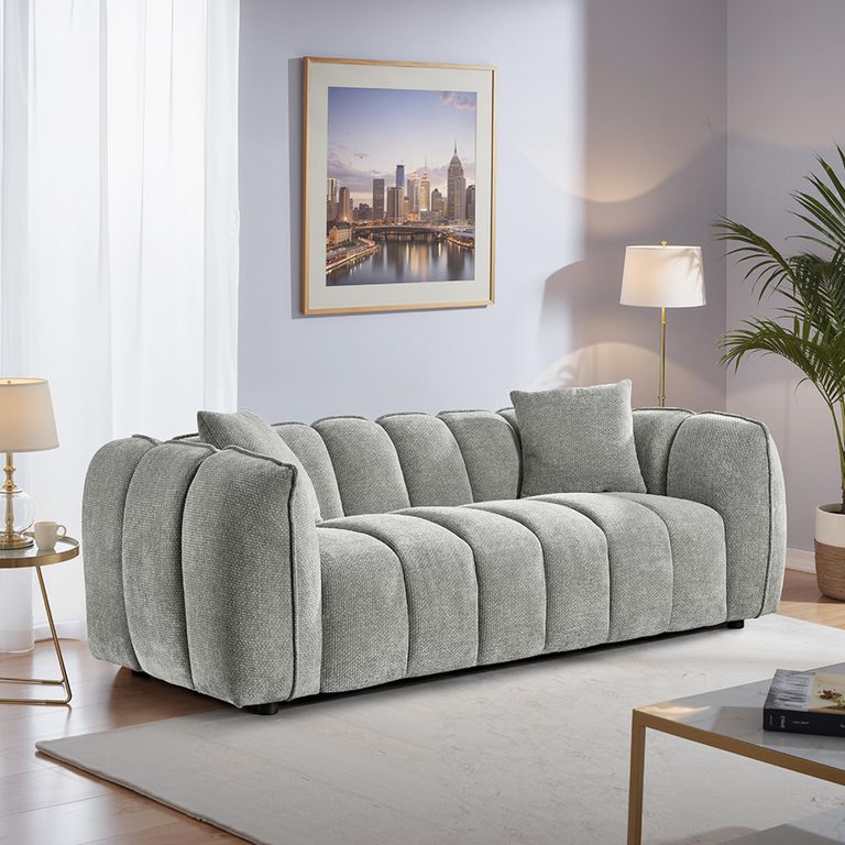 Venice Sofa Set - Grey Fabric - 3+1+1 Seater