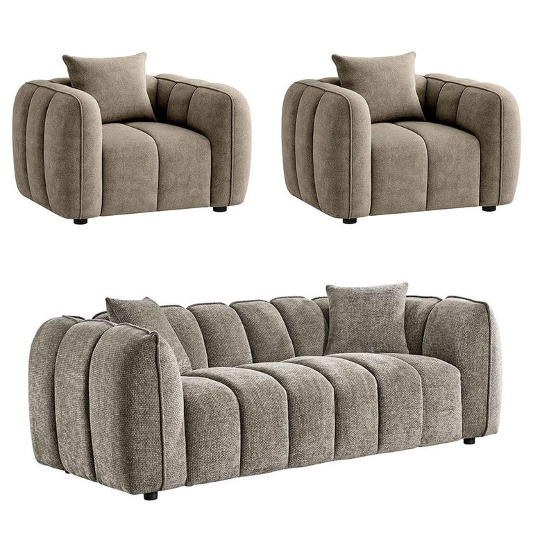 Venice Sofa Set - Mocha Fabric - 3+1+1 Seater