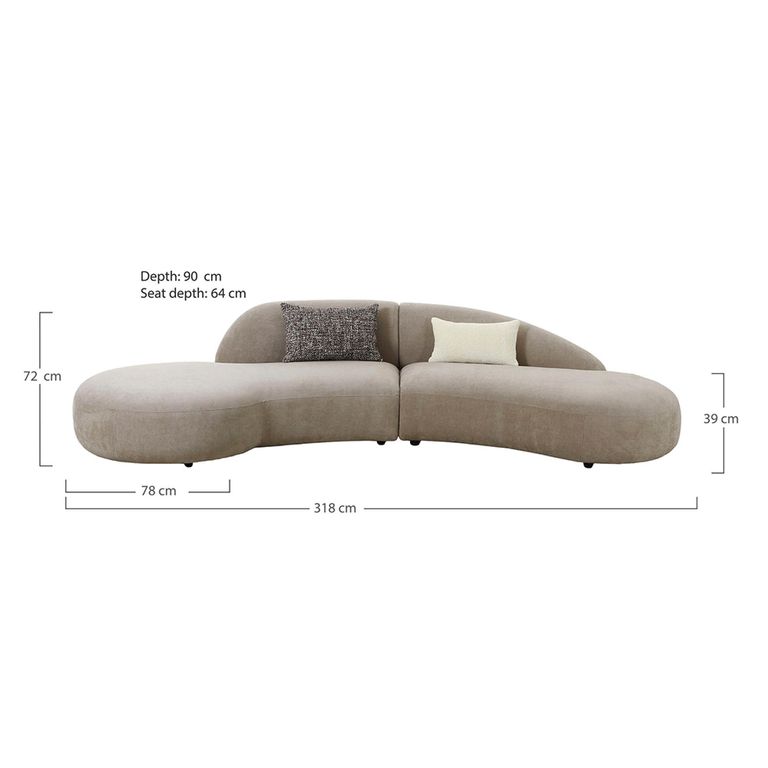 Venice 4 Seater Curved Sofa - Natural Fabric