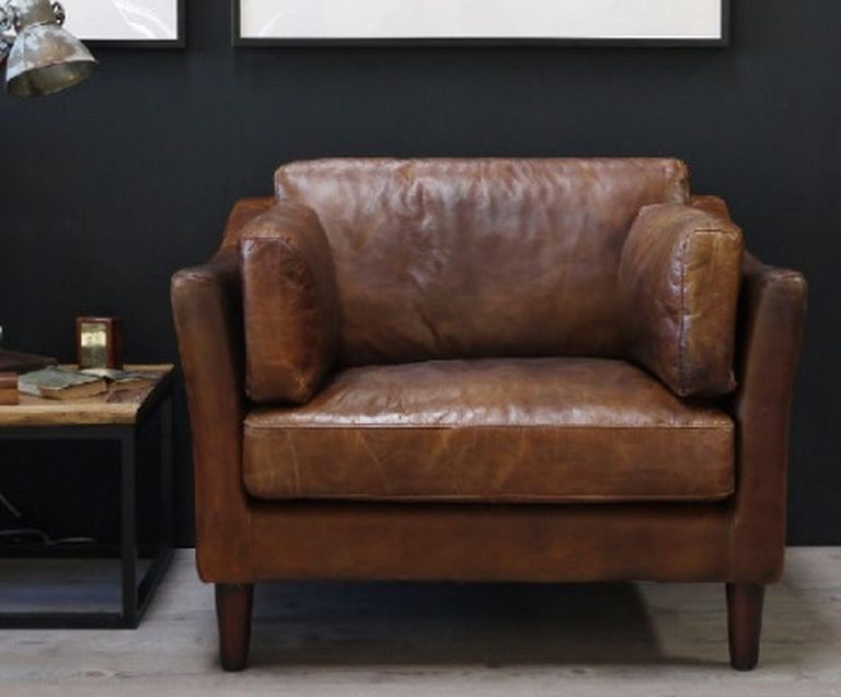 Vintage Brown Leather Adina Armchair