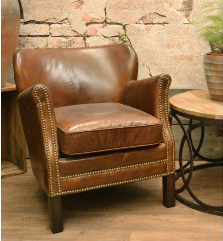 Vintage Leather Brown Club Armchair