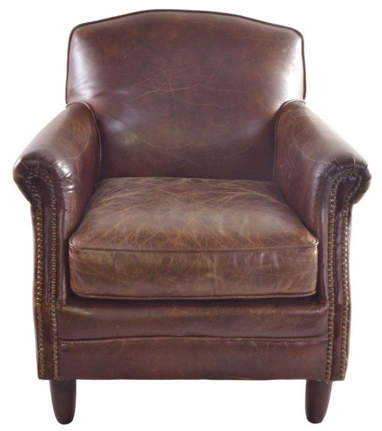 Vintage Leather Studded Front Armchair
