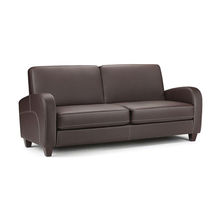 Vivo Brown Faux Leather Sofa - 3 Seater