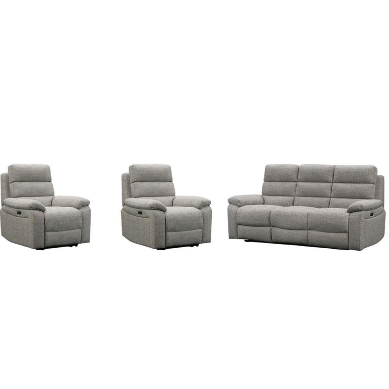 Westbury Power Recliner Sofa Set - Grey Fabric - 3+1+1 Seater