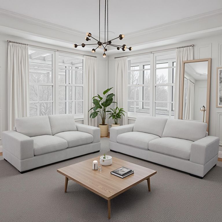 Westminster Sofa Set - Ivory Fabric - 3+2 Seater