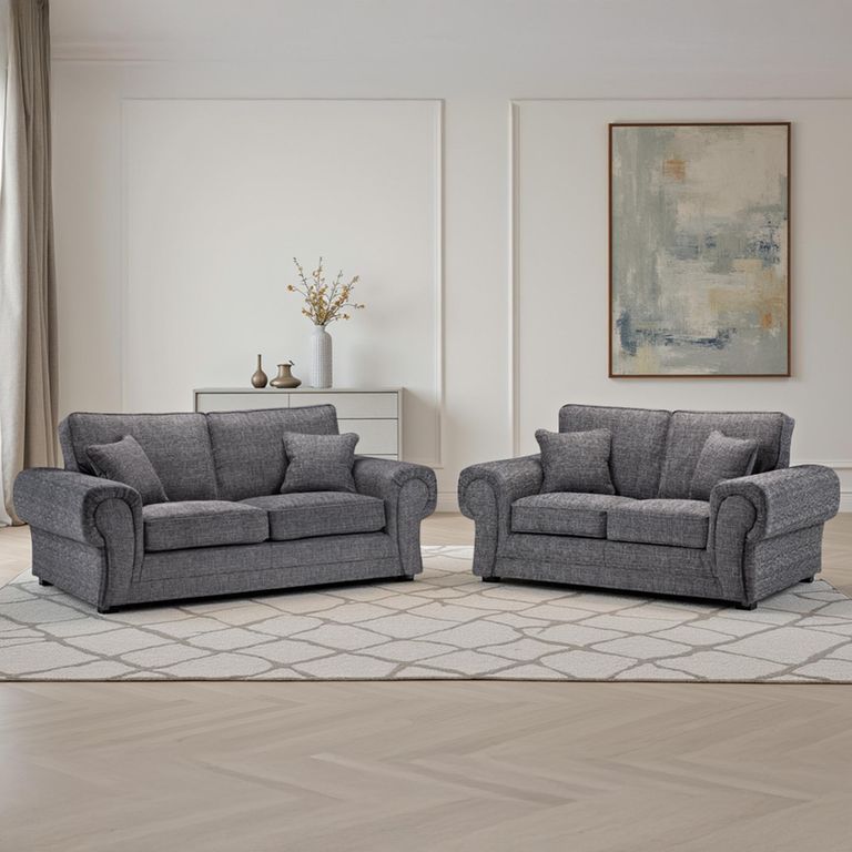 Wilcot Sofa Set - Grey Fabric - 3+2 Seater