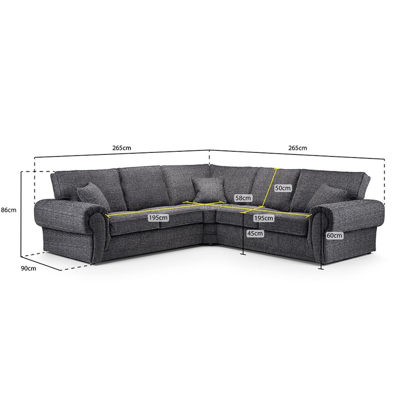 Wilcot Corner Sofa - Grey Fabric