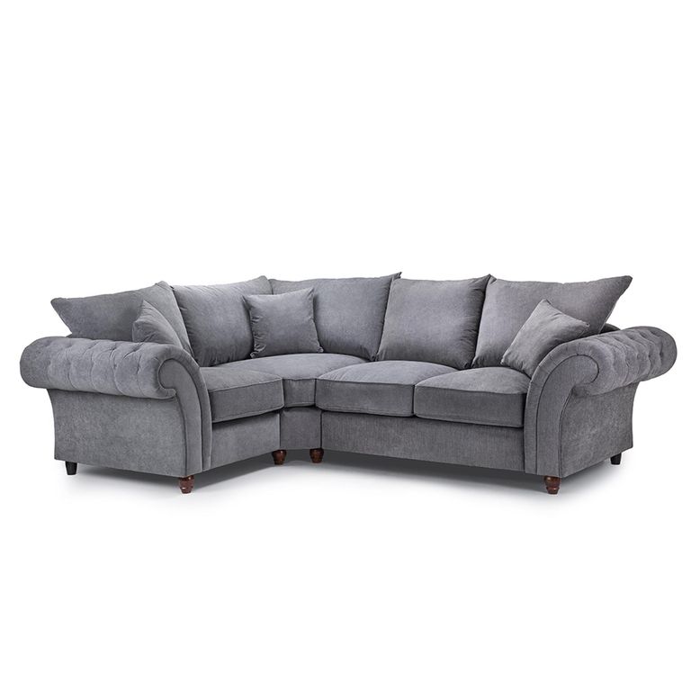Windsor Corner Sofa - Grey Fabric - Fullback - LHF