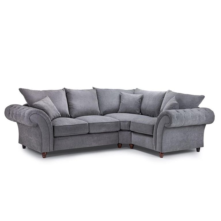 Windsor Corner Sofa - Grey Fabric - Fullback - RHF