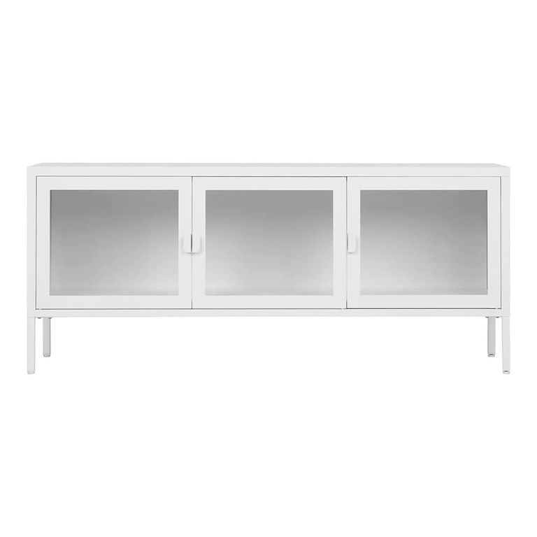 Brisbane TV Unit - 3 Door - White Metal