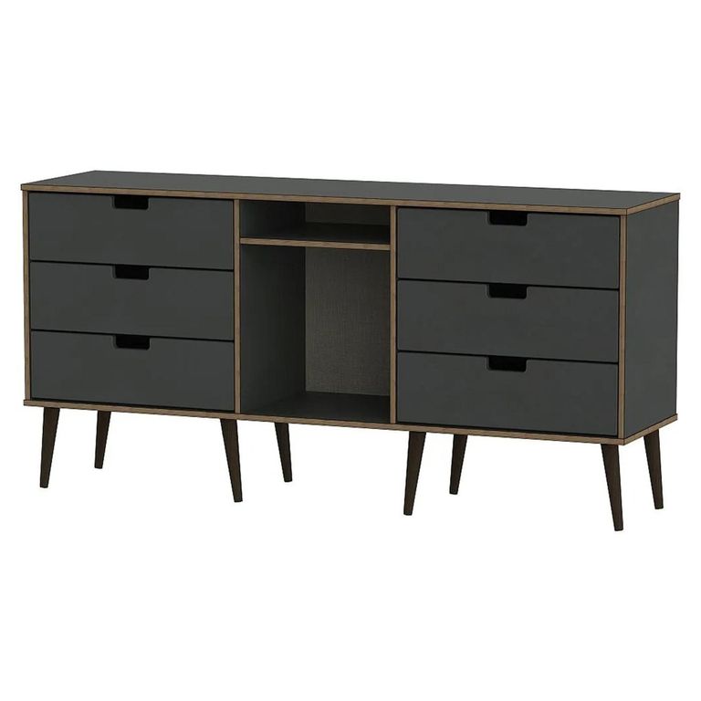 Shanghai TV Unit - 150cm - Black Wooden Legs - Graphite