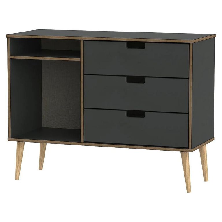 Shanghai TV Unit - 95cm - Natural Wooden Legs - Graphite