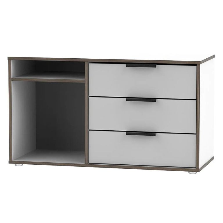 Hong Kong TV Unit - 95cm - with Glides Legs - Grey and White
