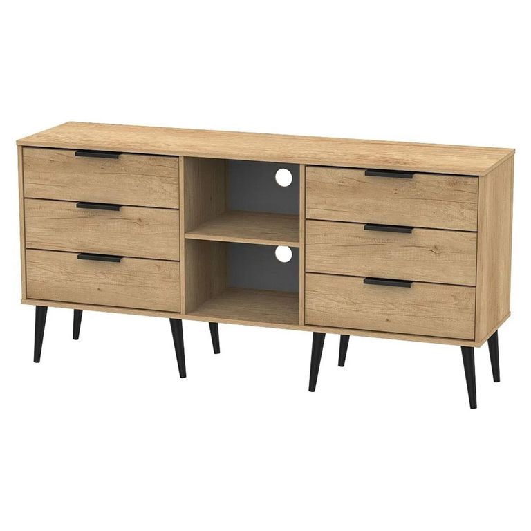 Hong Kong TV Unit - 150cm - with Wooden Legs - Oak
