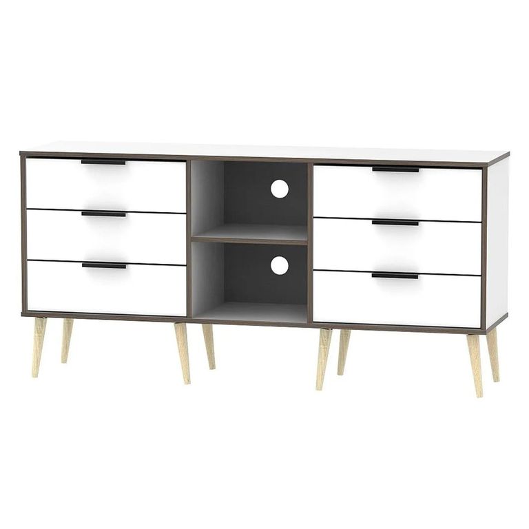 Hong Kong TV Unit - 150cm - with Wooden Legs - White