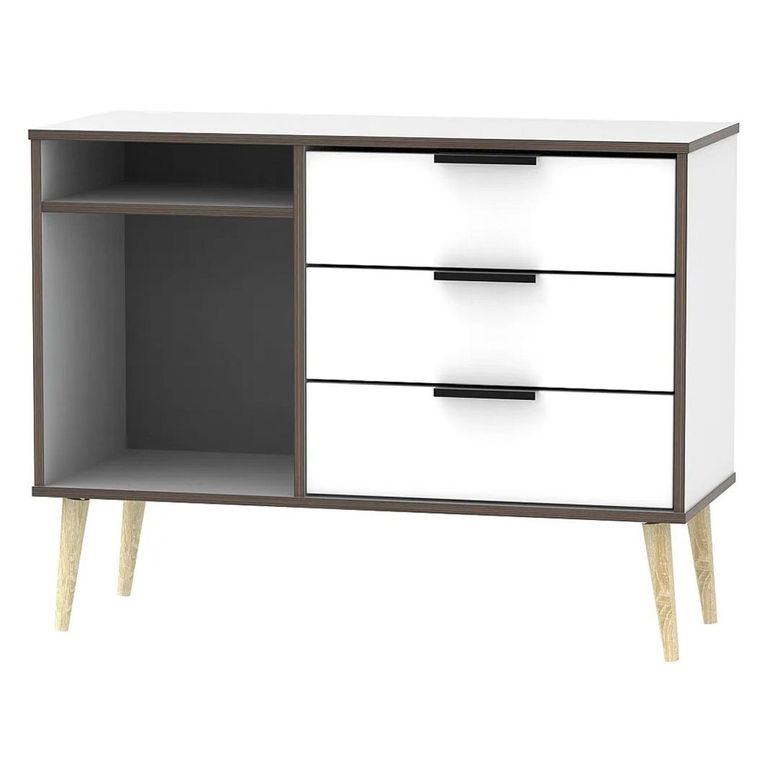 Hong Kong TV Unit - 95cm - with Wooden Legs - White