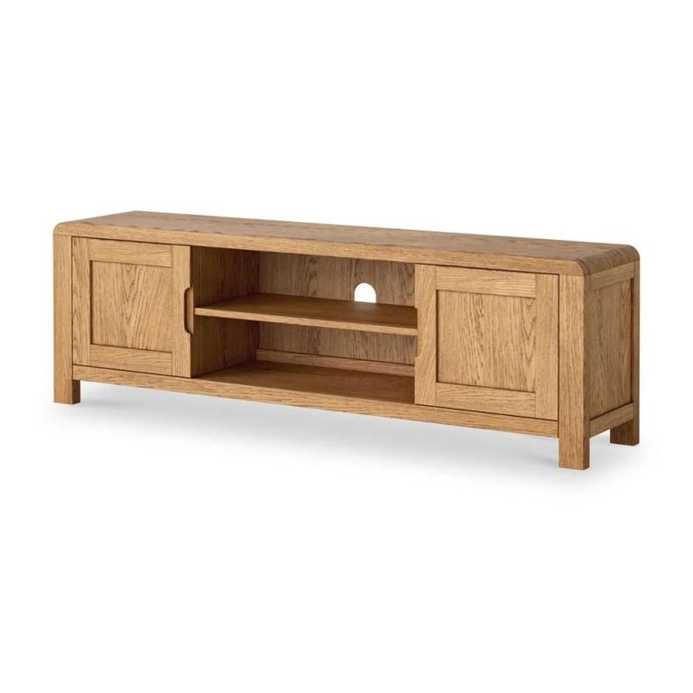 Thurlestone Curved Large TV Unit - 2 Door - Oak