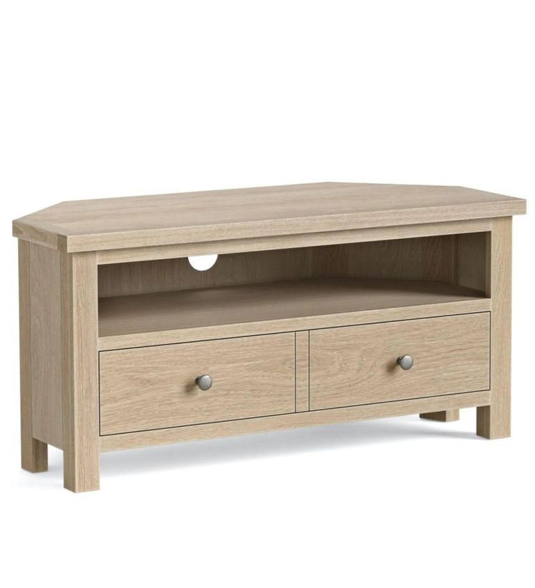 Modern Country Oak - Corner TV Unit - 2 Drawer