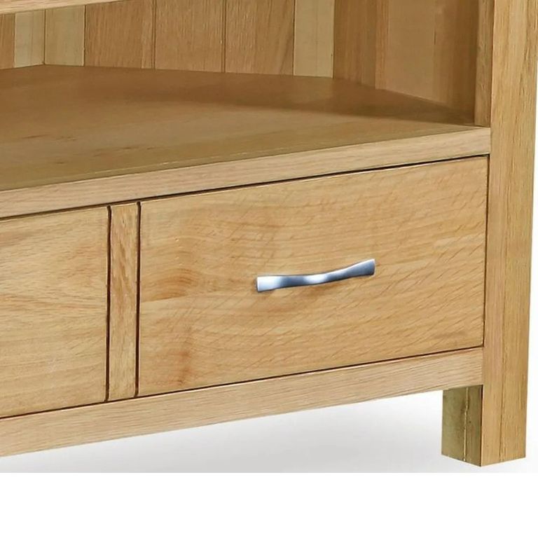 New Trinity Corner TV Unit - 2 Drawer - Natural Oak