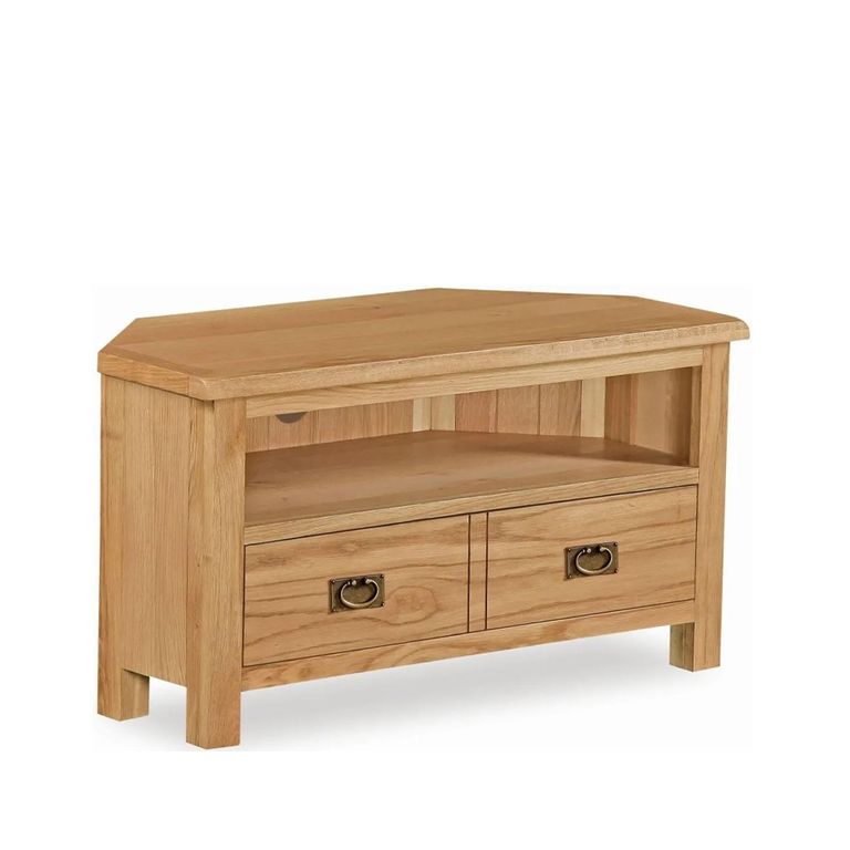 Salisbury Lite Corner TV Unit - 2 Drawer - Oak