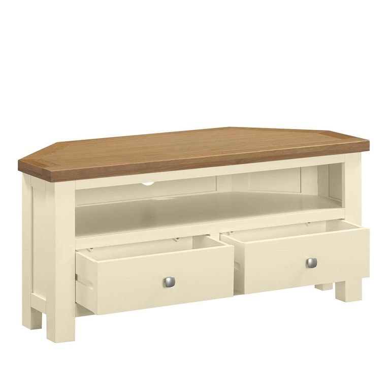 Lundy Corner TV Unit - 105cm - Ivory Painted