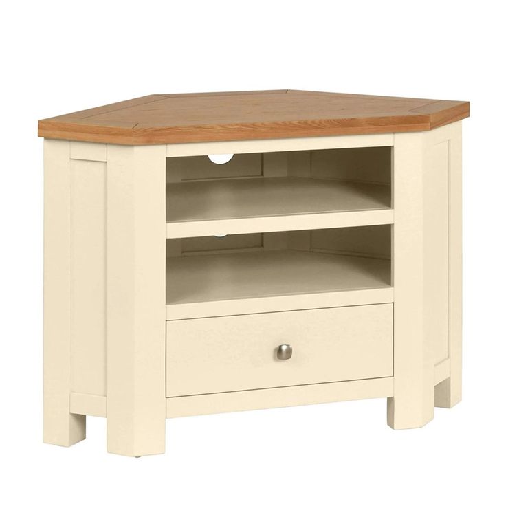 Lundy Corner TV Unit - 90cm - Ivory Painted