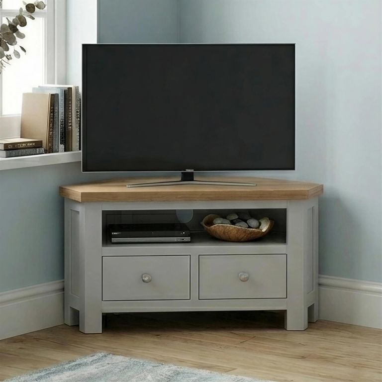 Lundy Corner TV Unit - 105cm - Grey Painted