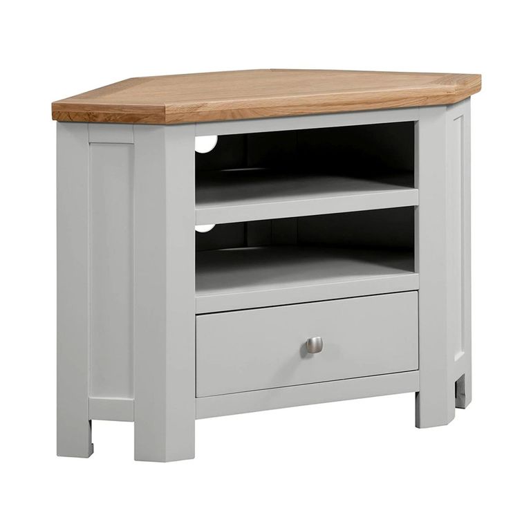 Lundy Corner TV Unit - 90cm - Grey Painted
