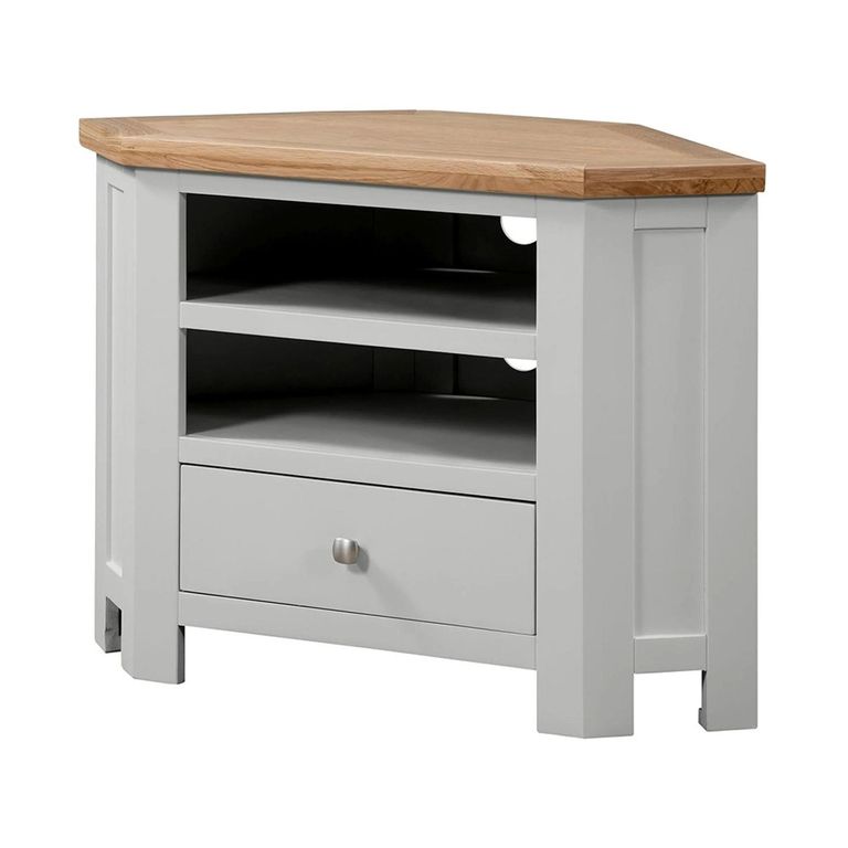 Lundy Corner TV Unit - 90cm - Grey Painted