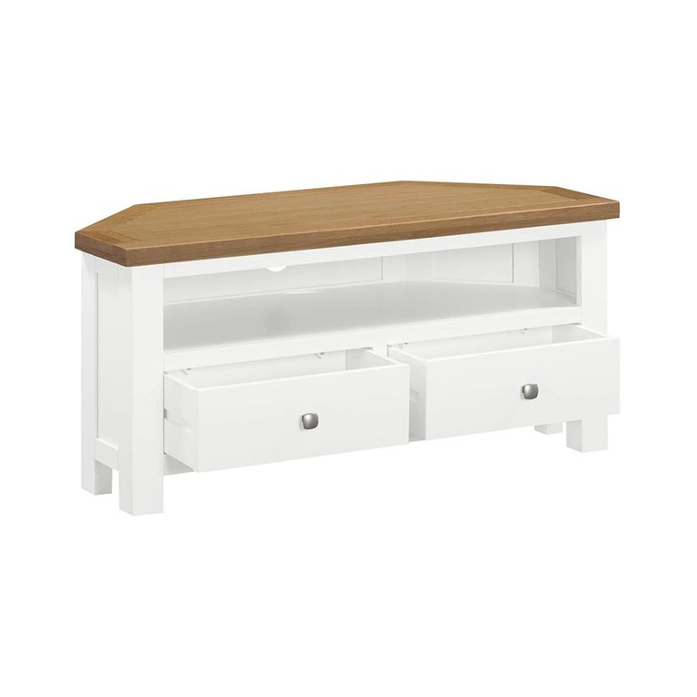 Lundy Corner TV Unit - 105cm - White Painted