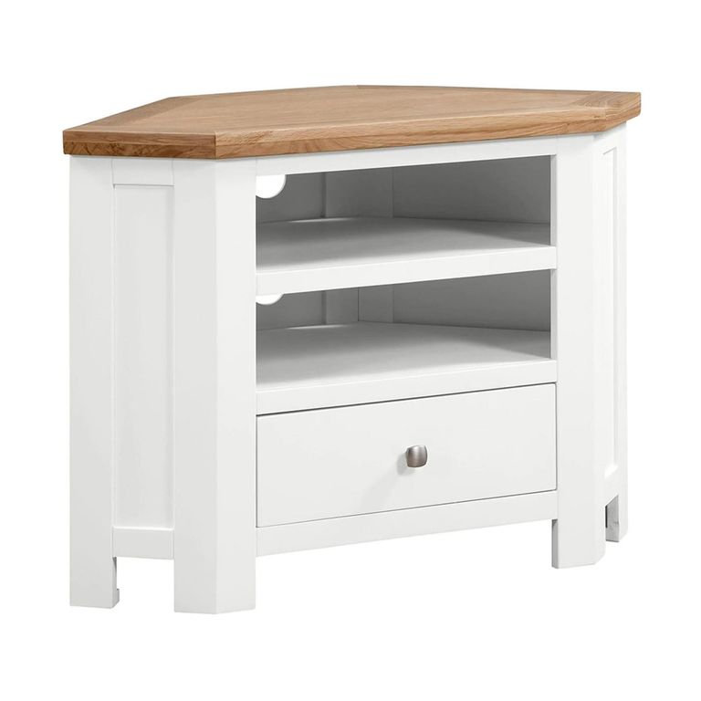 Lundy Corner TV Unit - 90cm - White Painted
