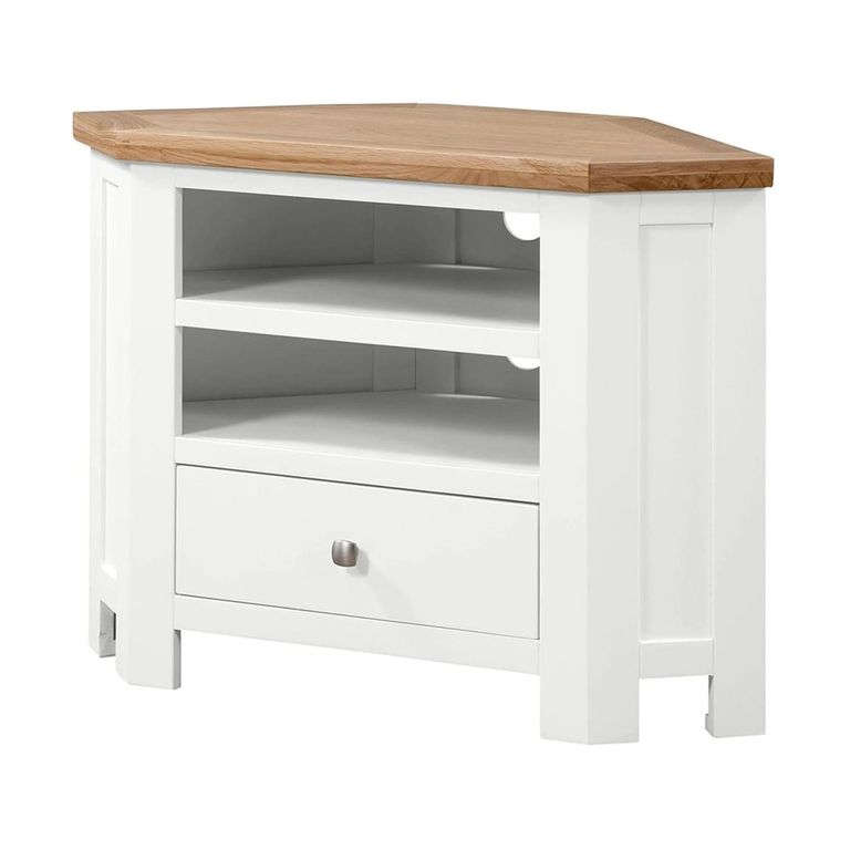 Lundy Corner TV Unit - 90cm - White Painted